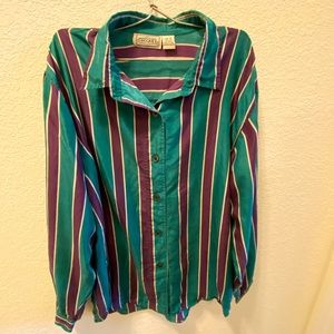 100% Silk Vintage Stripes Blouse
